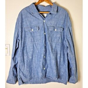 American Eagle Chambray Button Up Shirt Men's L 100% Cotton Beachy Workwear